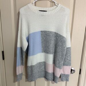 Forever 21 Multicolor Crew Neck Sweater - White, Gray, Blue, Pink